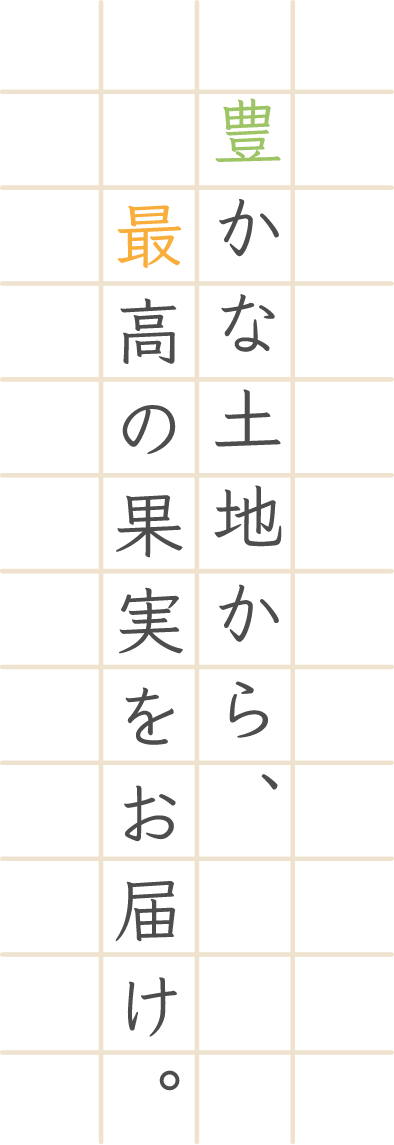 豊かな土地から、	最高の果実をお届け。